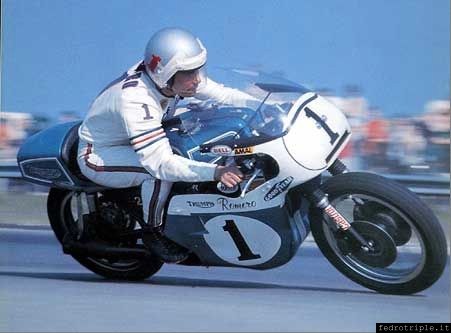 1971 - Gene Romero riding the Trident during the Daytona 200 Miles: 2nd at the finish line